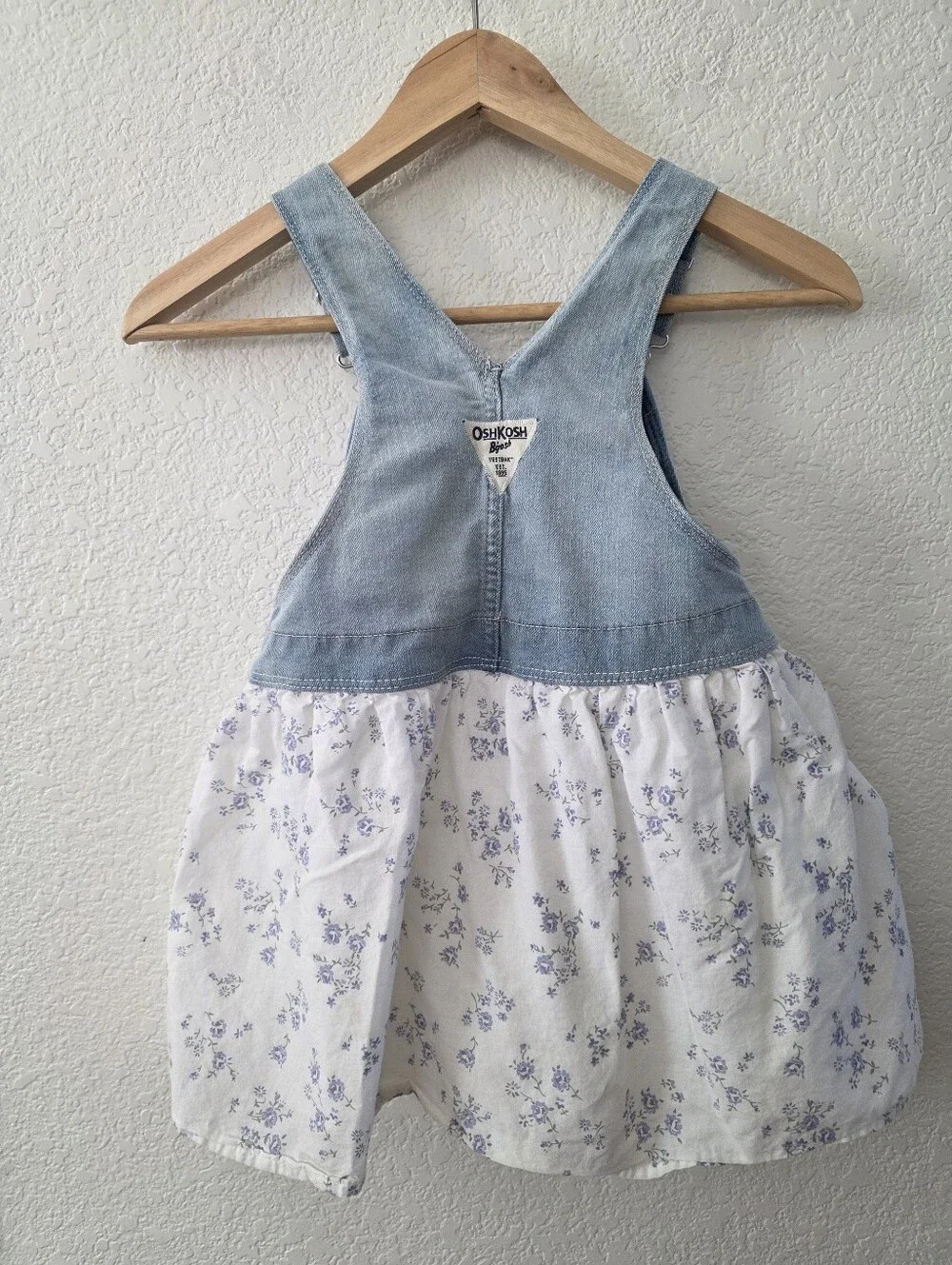 OshKosh B'gosh Vestbak Denim Bib Dress Floral Skirt 4T
